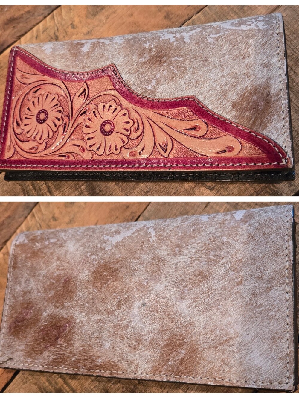 Bifold Wallet Cowhide& Tooled Leather Double D Wild Rags